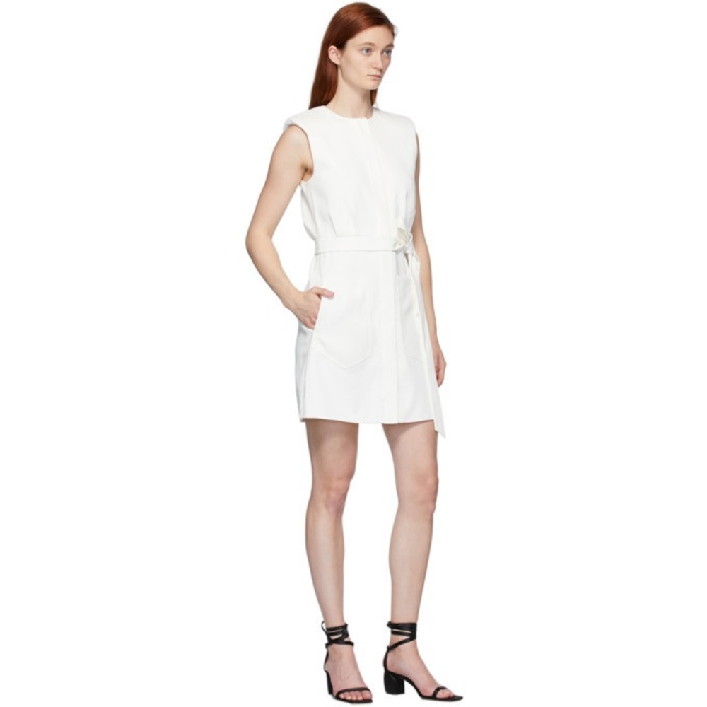 NWT Tibi White Sleeveless Drape Shirt Dress